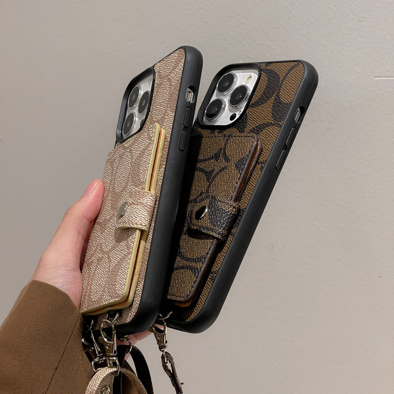 Klasyczne etui na iPhone'a z portfelem i paskiem, białe -SZK240402