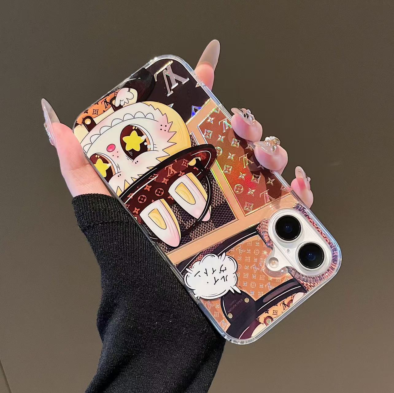 Luxe Labubu L & V iPhone-hoesje – schattig en klasse