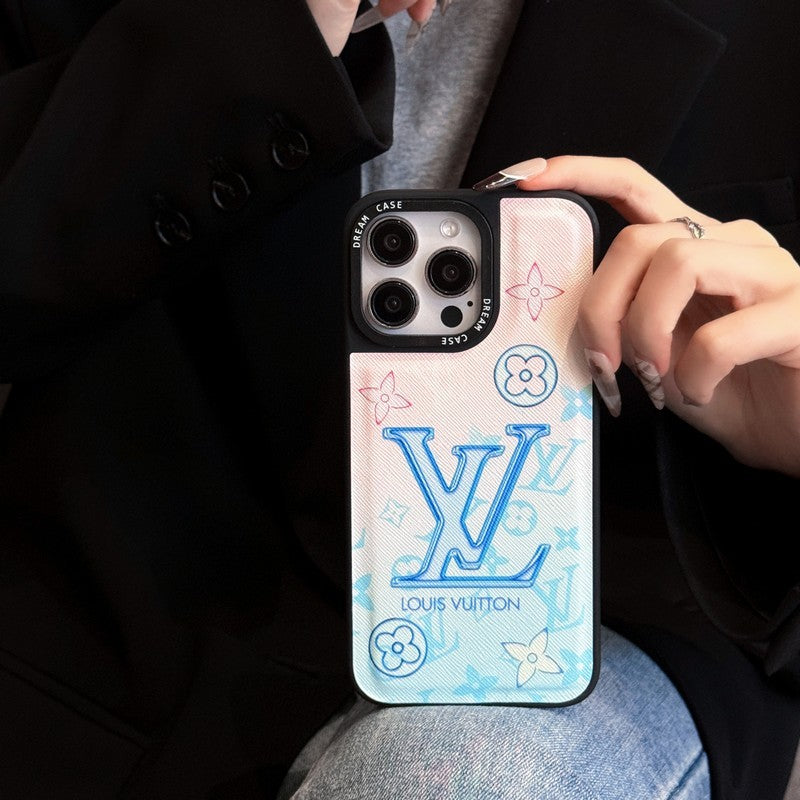 Ylellinen sininen nahkainen iPhone-kotelo
