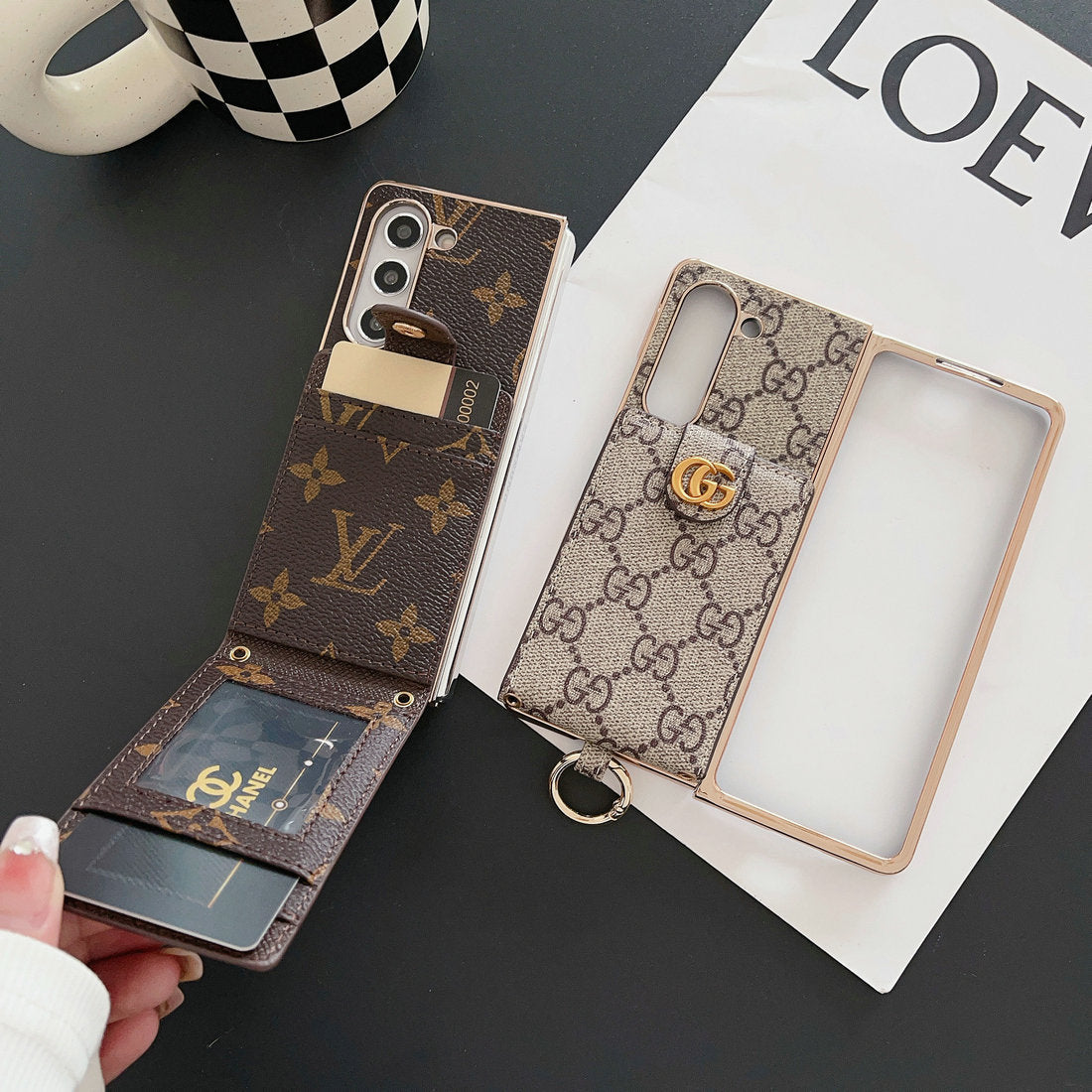 LUXUSNÍ ELEKTROPLATÍCÍ MONOGRAMOVÝ DRŽÁK KARTY CROSSBODY SAMSUNG Z FOLD POUZDRO