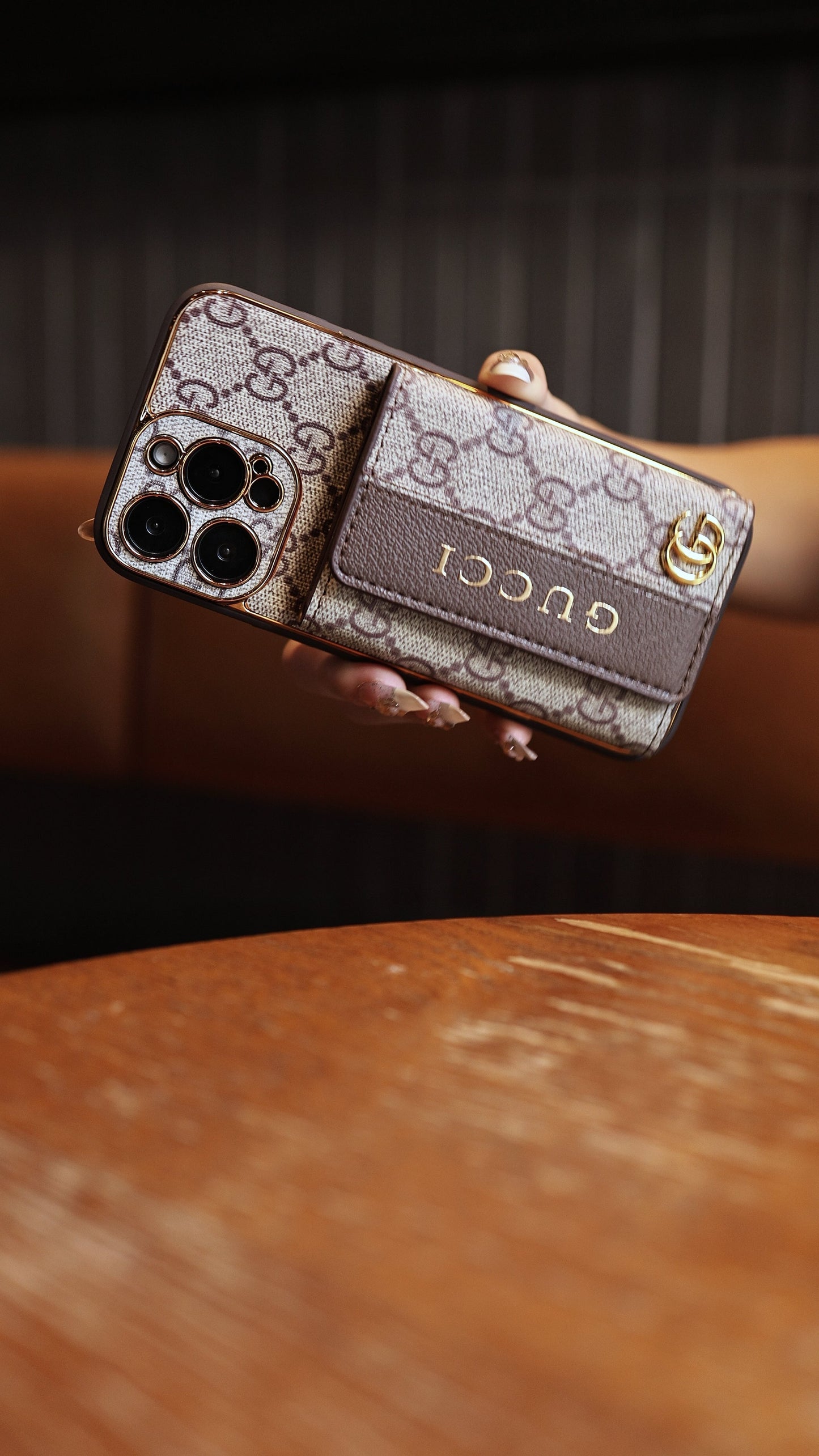 Luxury Stylish iPhone Case with Card Holder & Strap