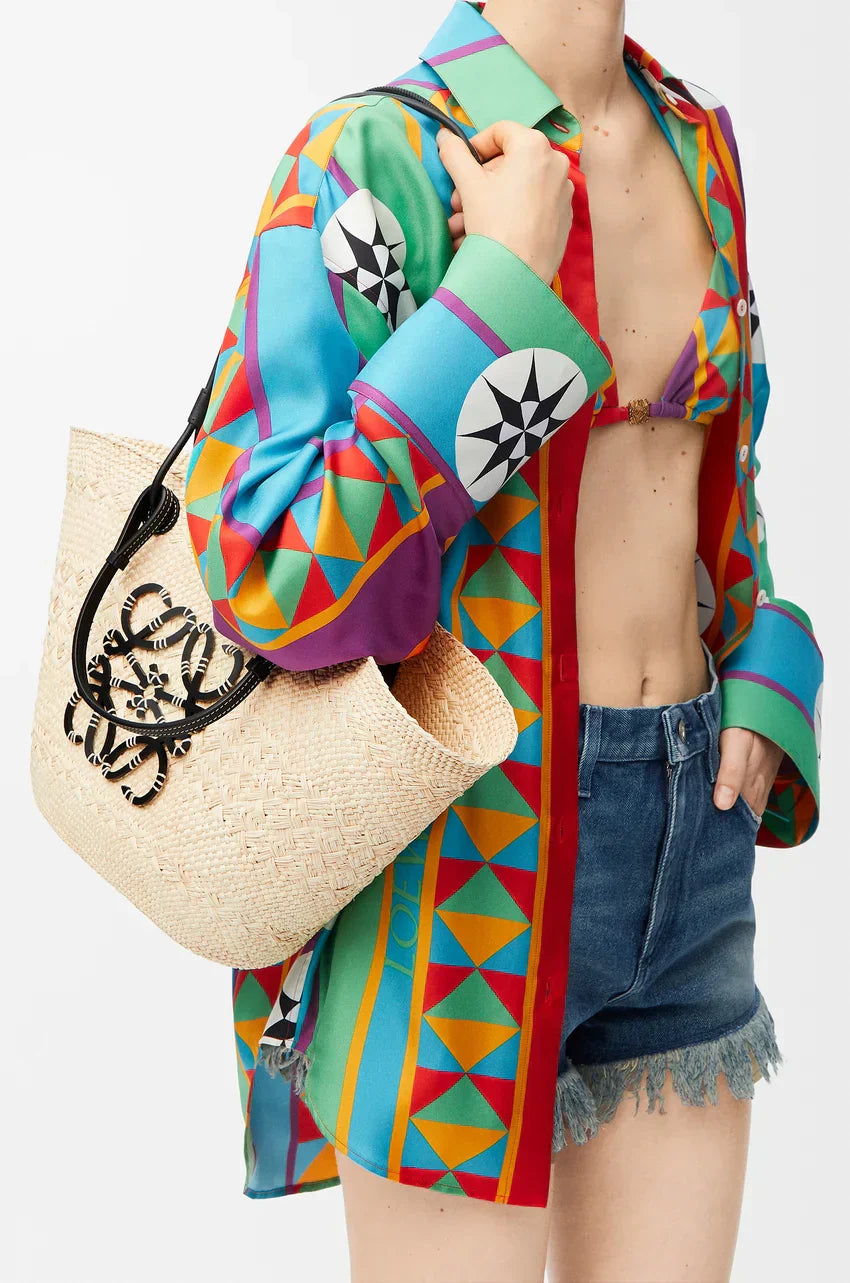 Lussuoso cestino LYW in foglia di palma e marrone chiaro naturale