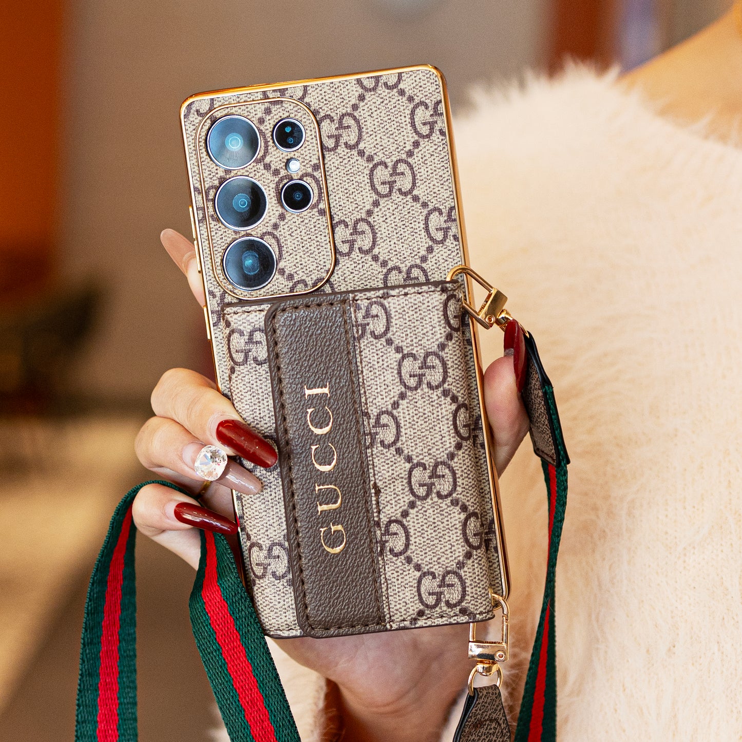 Advanced Leather Samsung Phone Case with Wallet and Strap W.