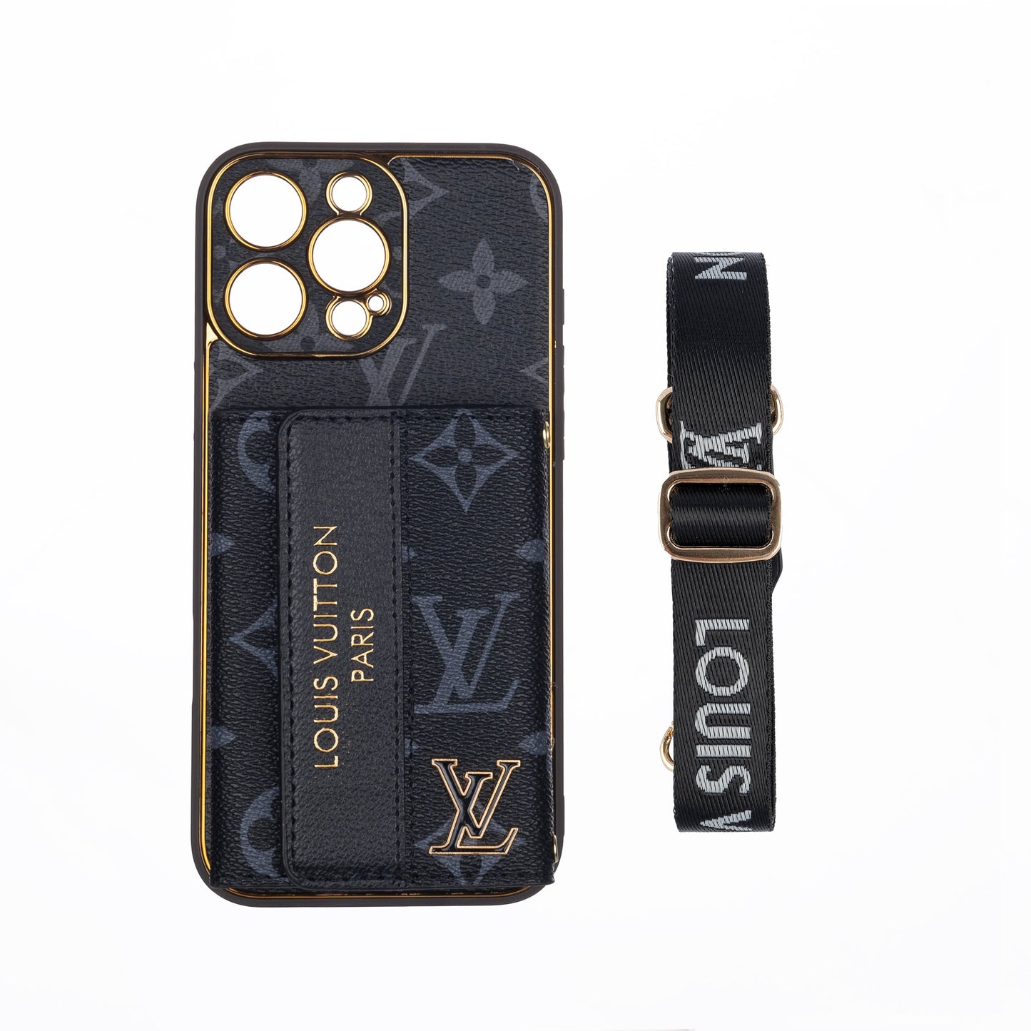 Luxury Stylish iPhone Case with Card Holder & Strap