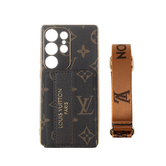 Premium Leather Samsung Case with Card Holder & Wrist Strap