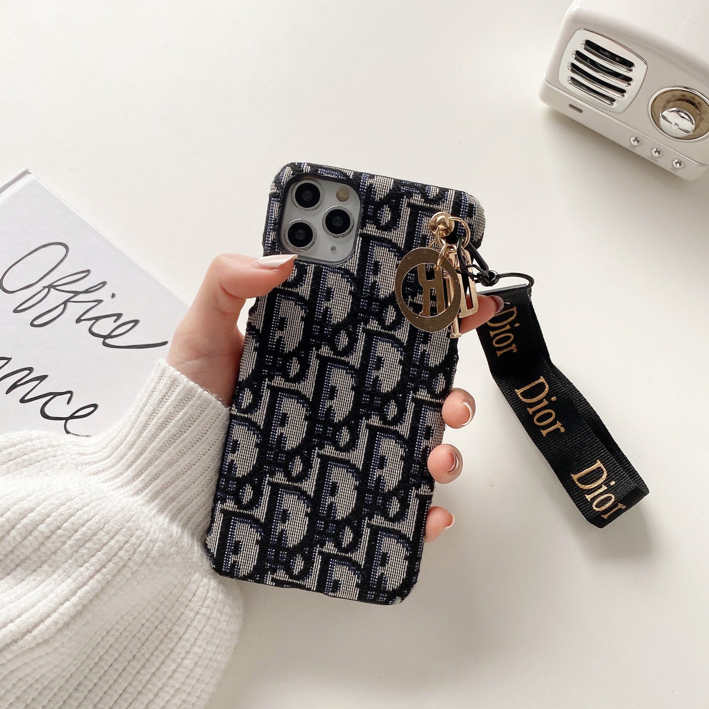 Custodia alla moda per iPhone con cinturino Black-GS240315