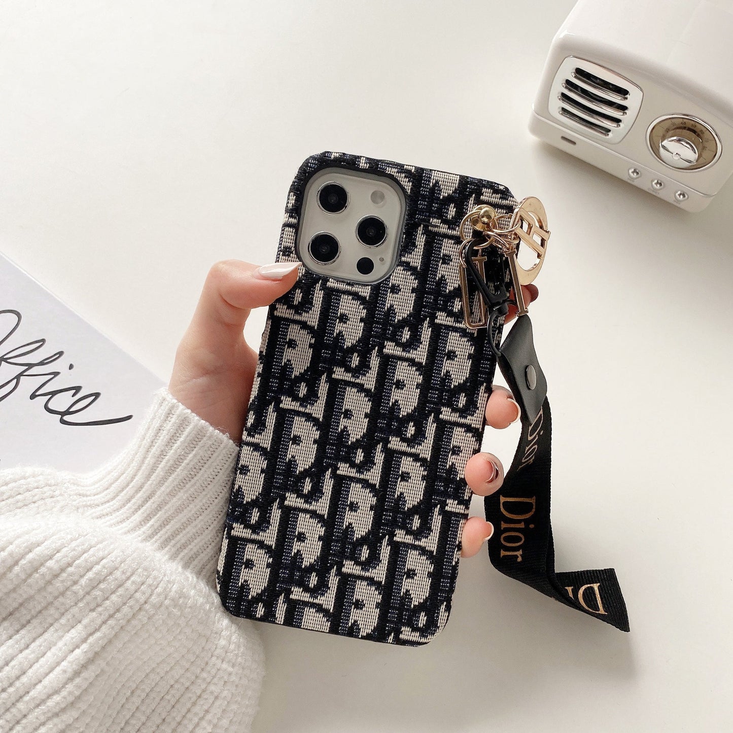 Custodia alla moda per iPhone con cinturino Black-GS240315