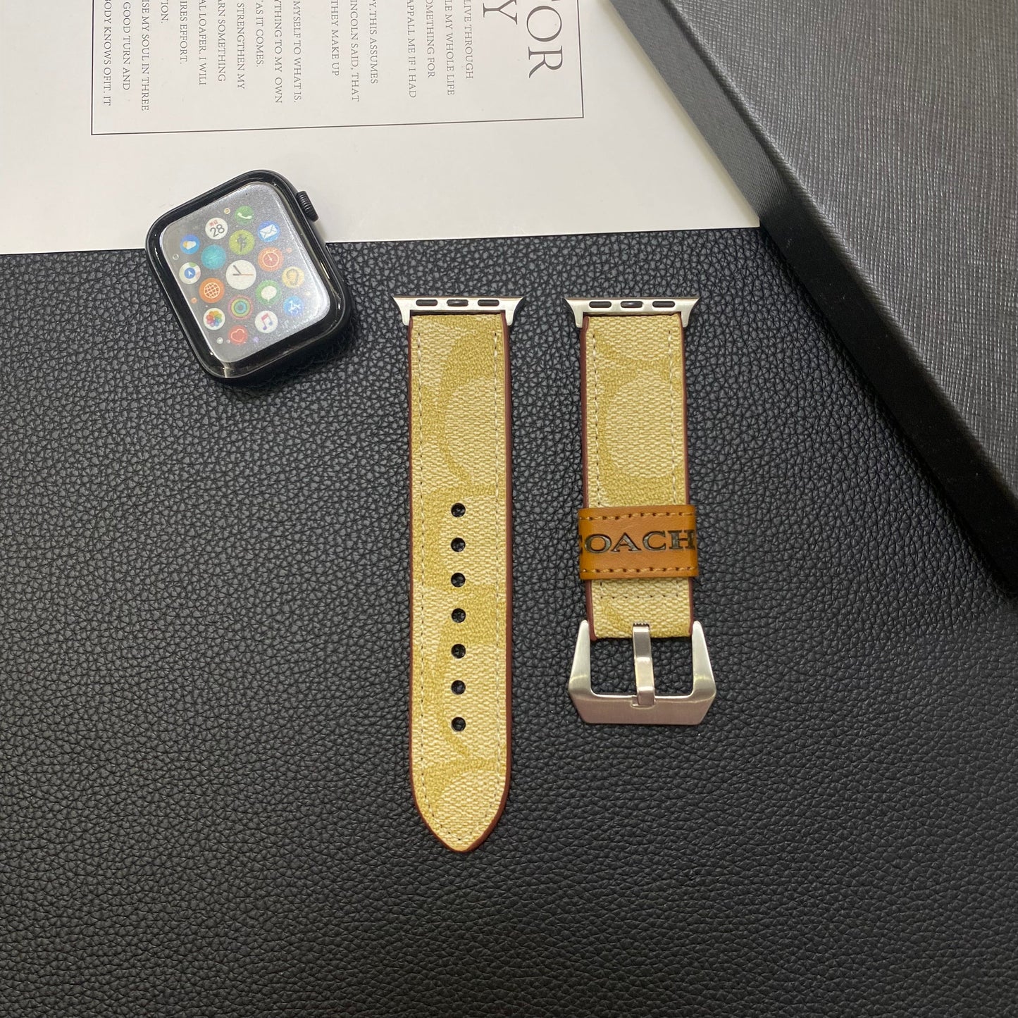 Cóiste Leathar Apple Watch Band Caife-YHK244221710
