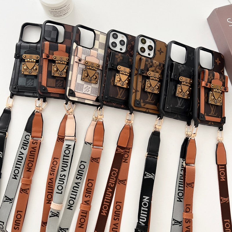 Luxusní hnědé pouzdro na iPhone Crossbody Chain