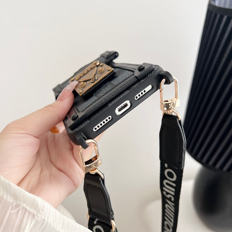 Luxusní hnědé pouzdro na iPhone Crossbody Chain