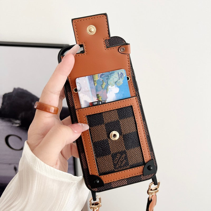 Luxusní hnědé pouzdro na iPhone Crossbody Chain