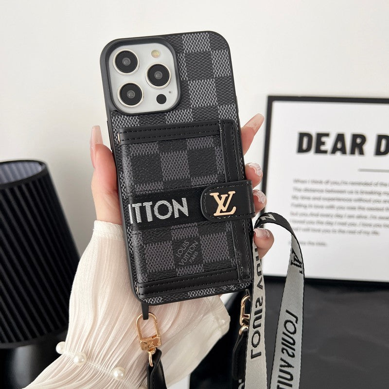 Luxe kaarttasketting zwart & wit iPhone-hoesje
