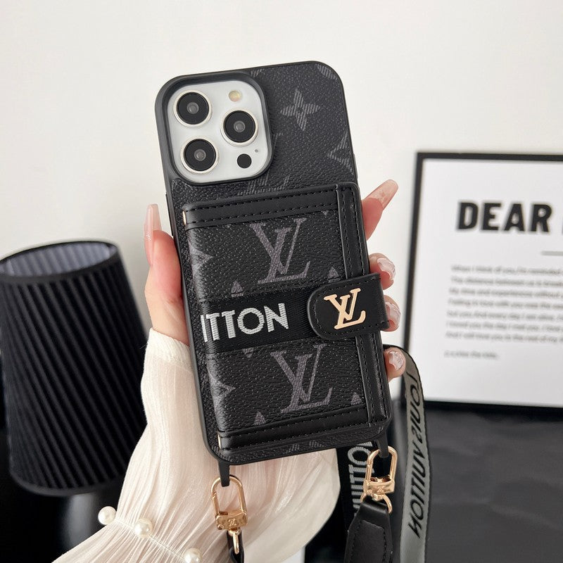 Luxe kaarttasketting zwart & wit iPhone-hoesje
