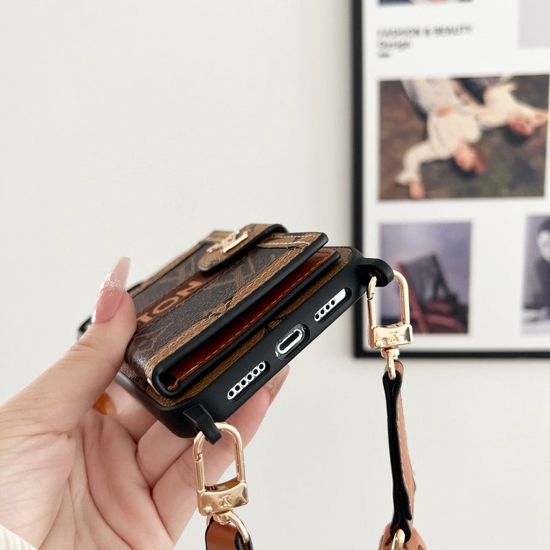 Luxe kaarttasketting zwart & wit iPhone-hoesje