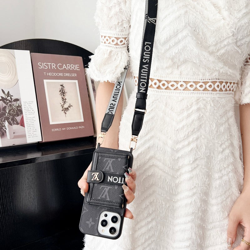 Luxe kaarttasketting zwart & wit iPhone-hoesje