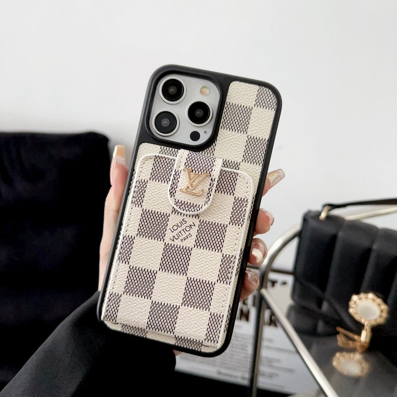 Ylellinen musta & valkoinen korttilaukku iPhone-kotelo