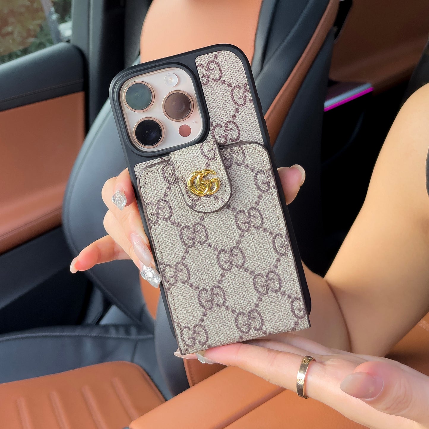 Luksus Crossbody iPhone-deksel med kortholder & stropp