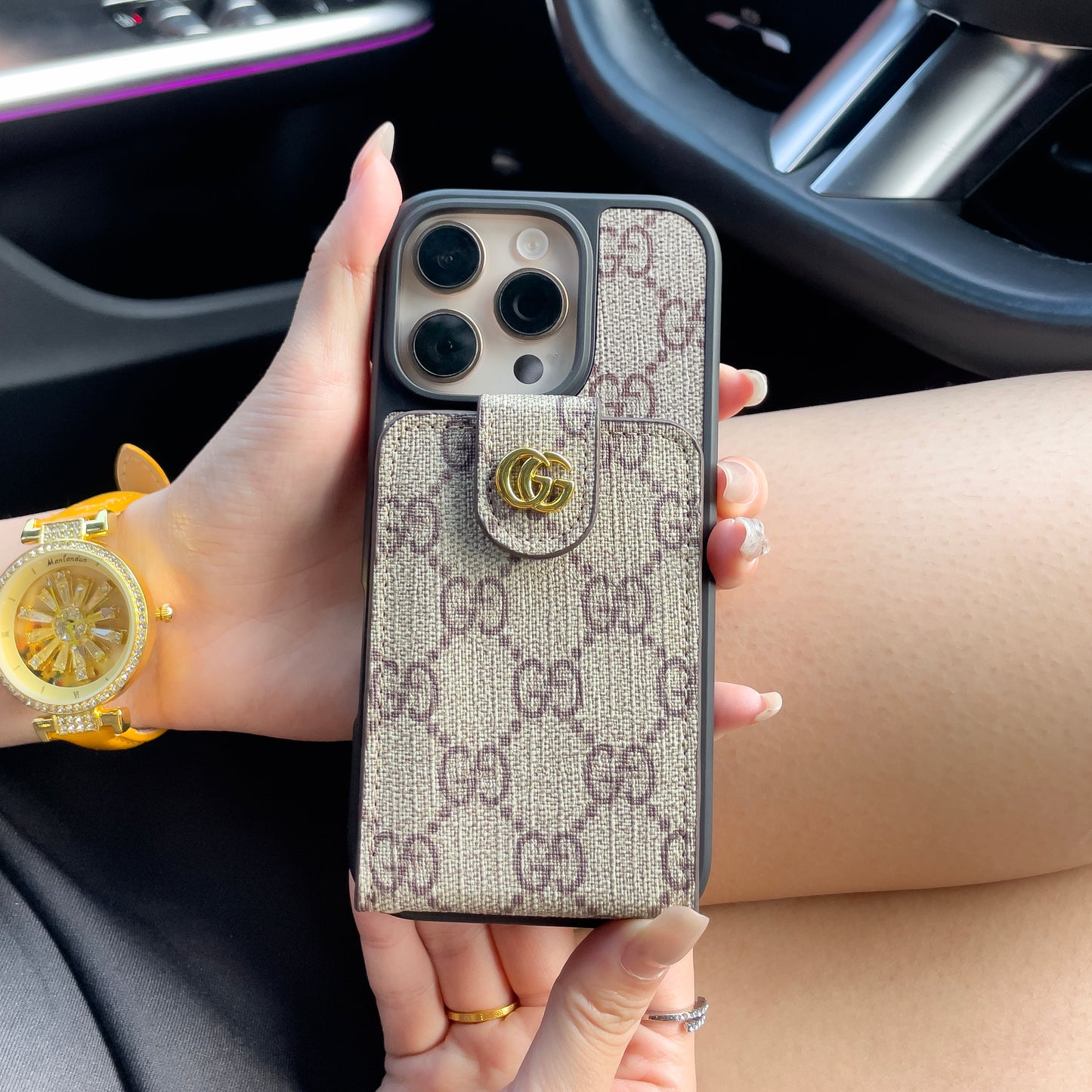 Luksus Crossbody iPhone-deksel med kortholder & stropp