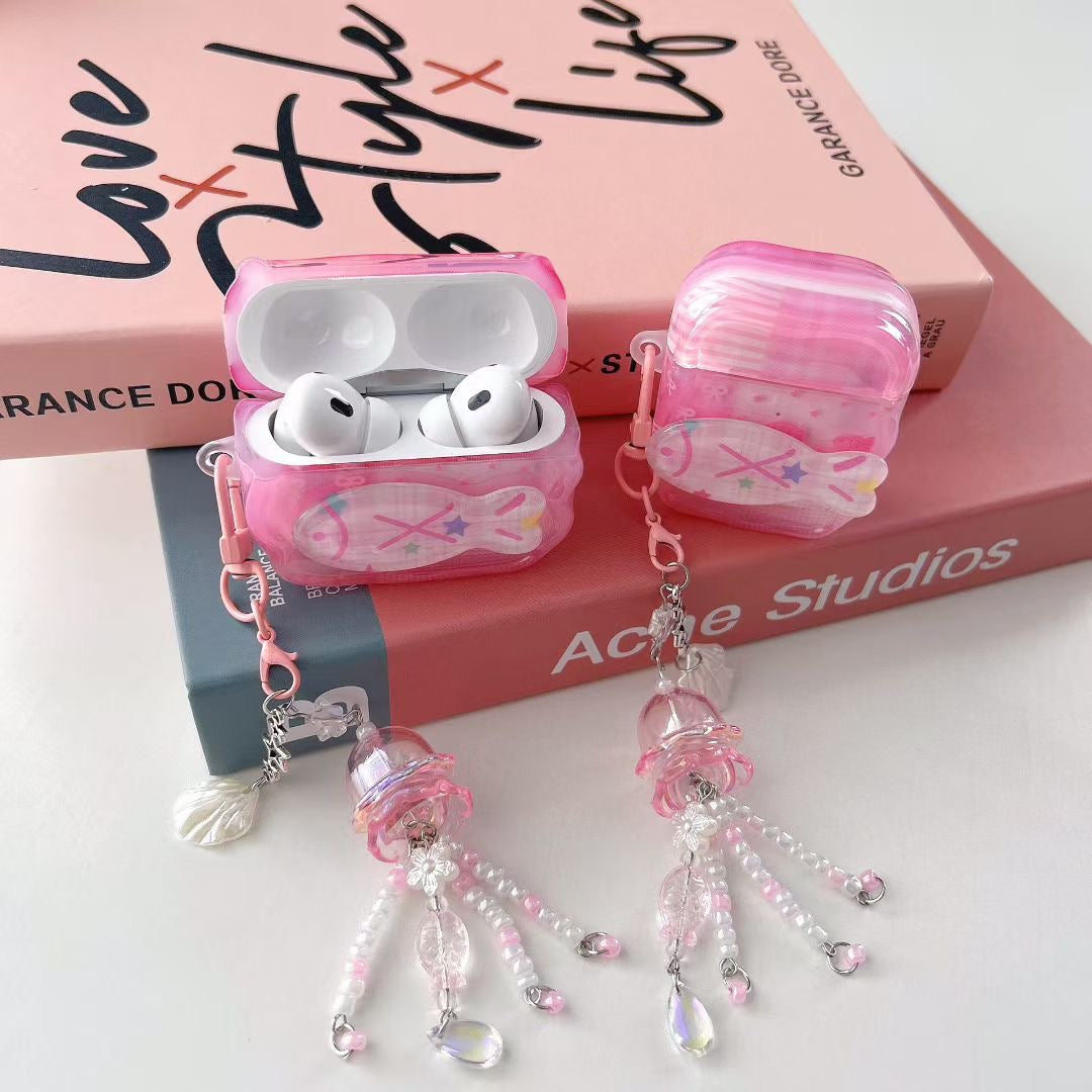 Pink Unicorn AirPods Case with Crystal Beaded Charm