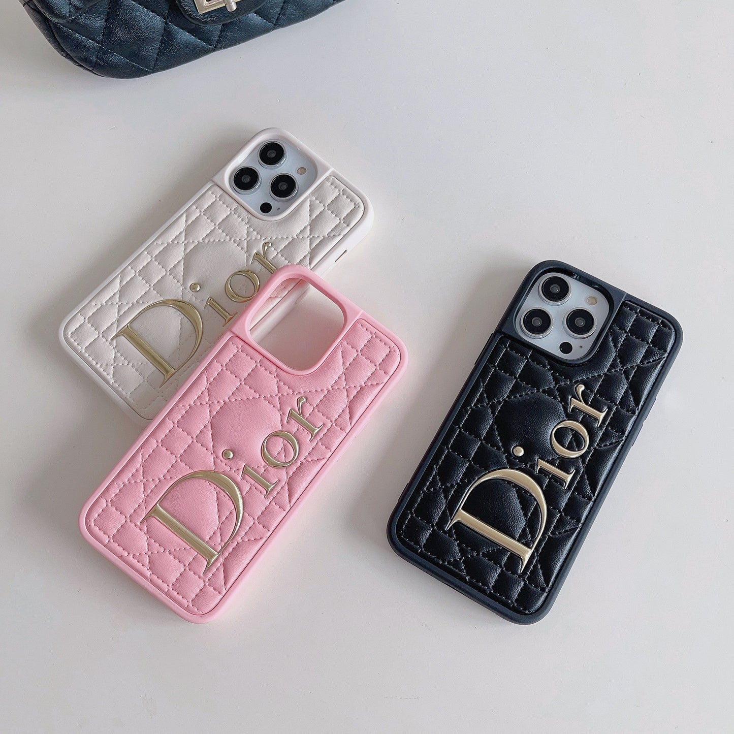 फ़ैशन गोल्ड लोगो चमड़ा iPhone केस