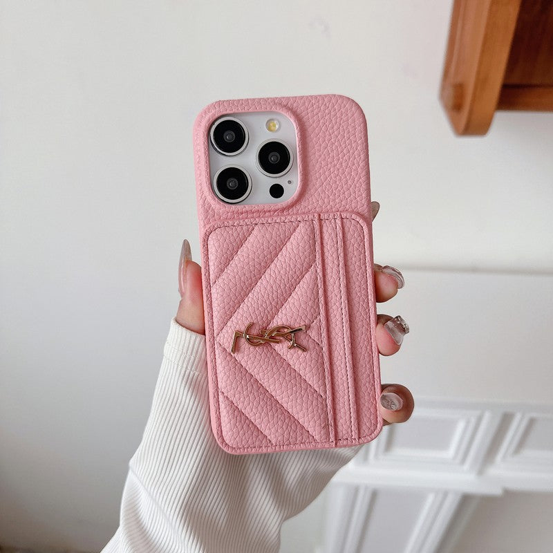 Cás iPhone Leathar Mála Cárta Naomh