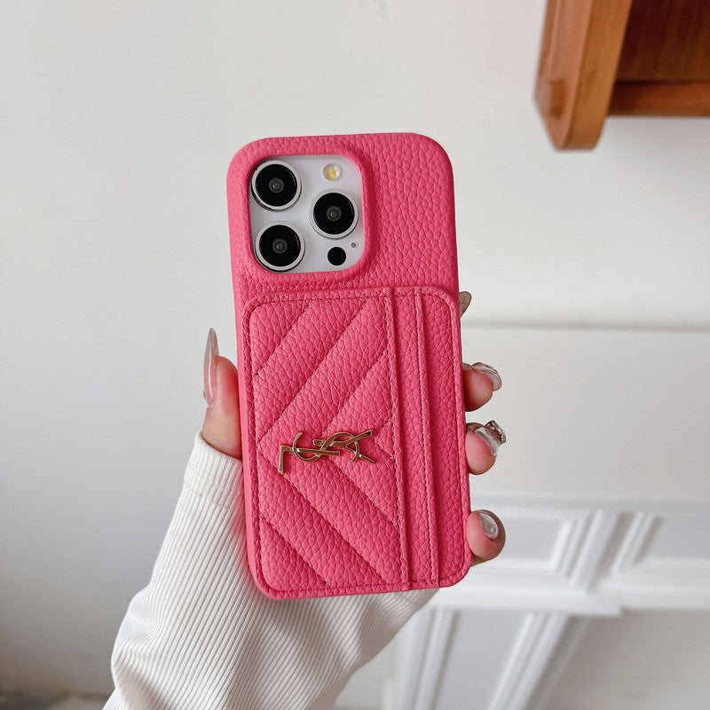 Cás iPhone Leathar Mála Cárta Naomh