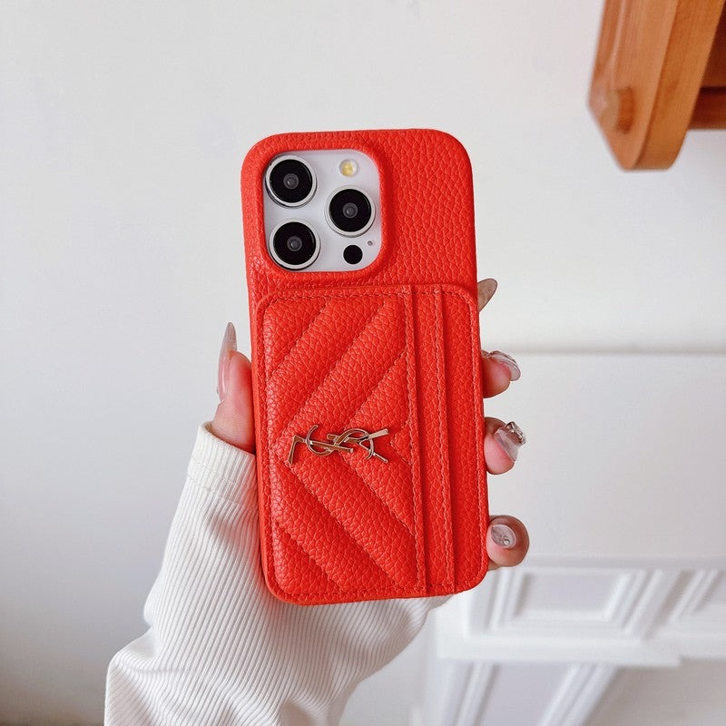 Cás iPhone Leathar Mála Cárta Naomh