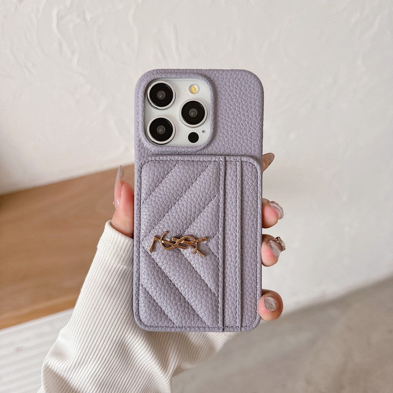 Cás iPhone Leathar Mála Cárta Naomh