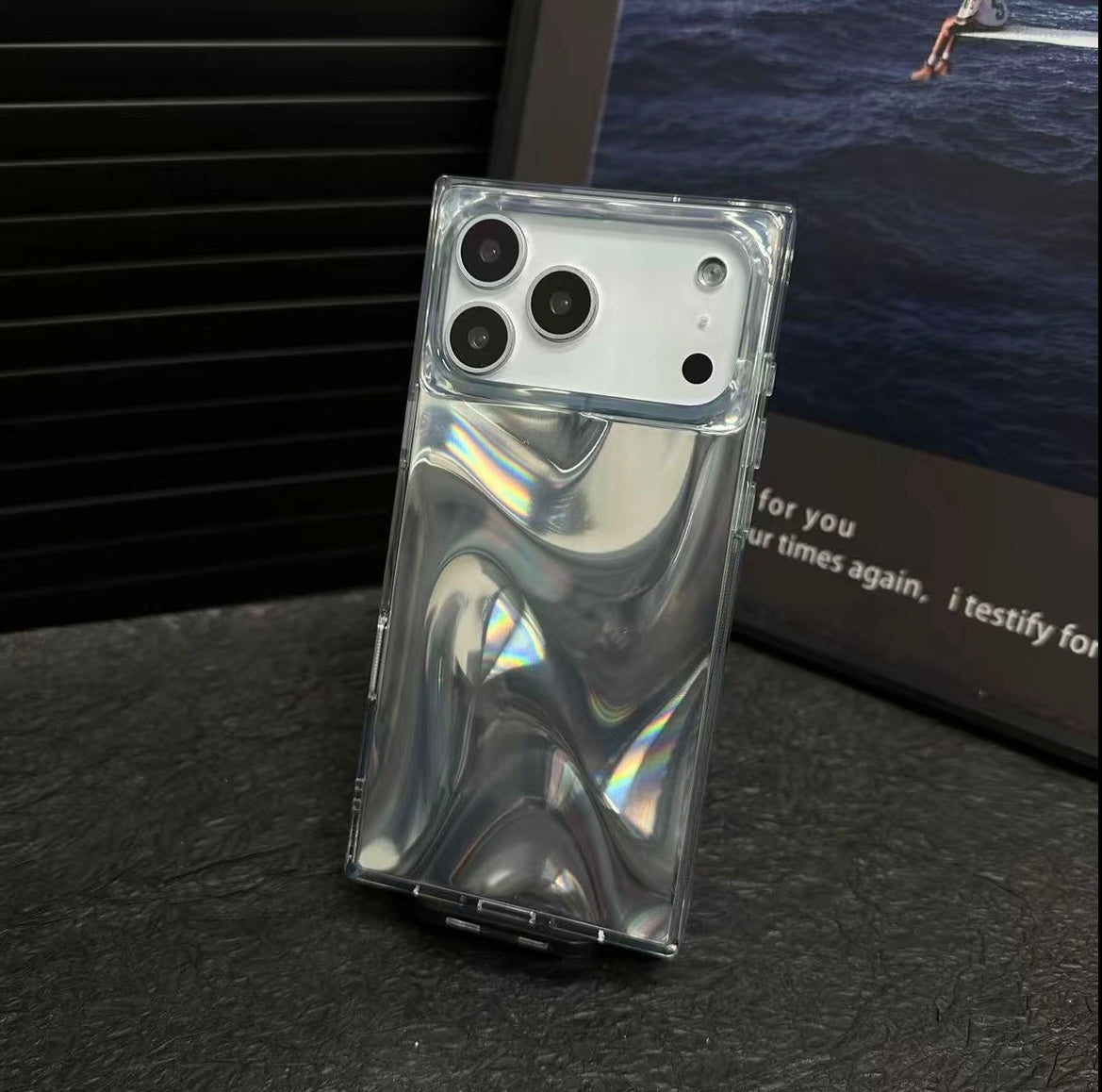 Shiny Satin-Texture Square iPhone Case | Trendy & Protective