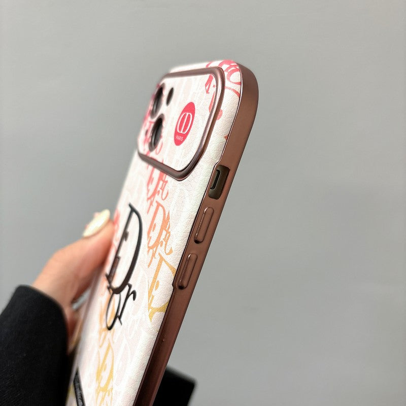 Muoti valkoinen & ruskea värillinen nahkainen iPhone-kotelo