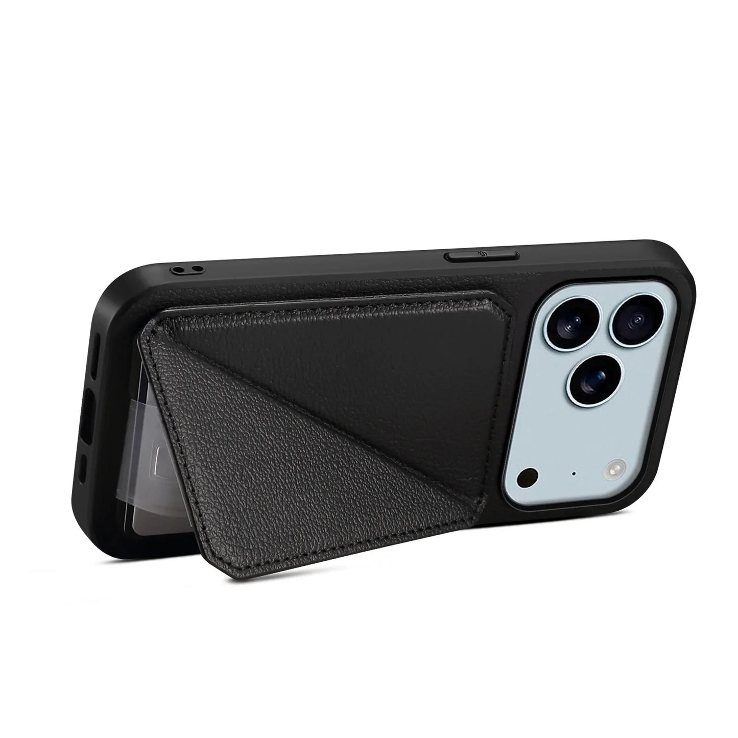 Leather Phone Case Invisible Bracket Card Holder For Cover For iPhone 17/ 16/ 15/ 14