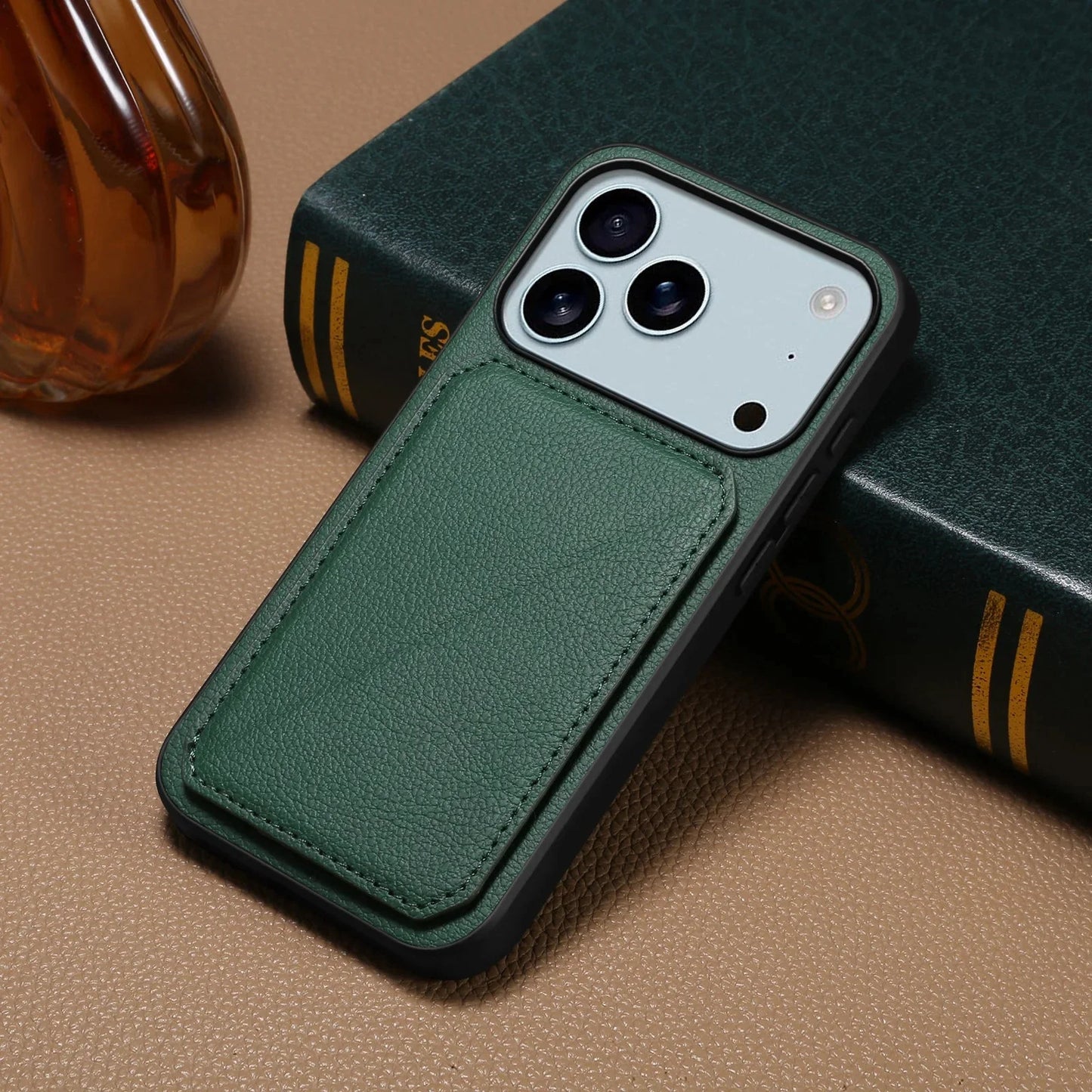 Leather Phone Case Invisible Bracket Card Holder For Cover For iPhone 17/ 16/ 15/ 14