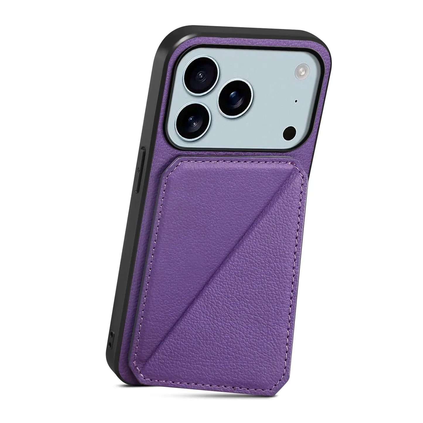 Leather Phone Case Invisible Bracket Card Holder For Cover For iPhone 17/ 16/ 15/ 14
