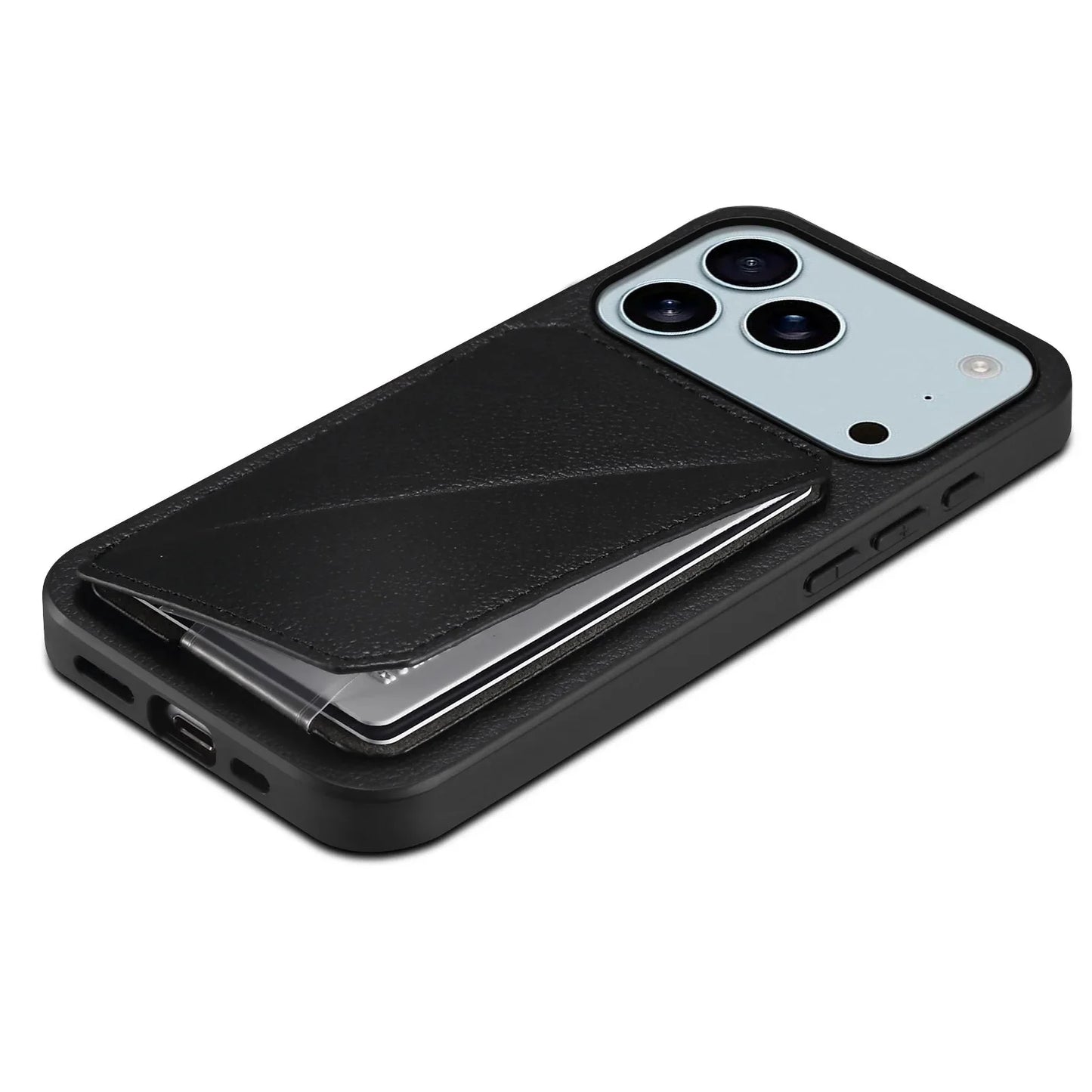 Leather Phone Case Invisible Bracket Card Holder For Cover For iPhone 17/ 16/ 15/ 14