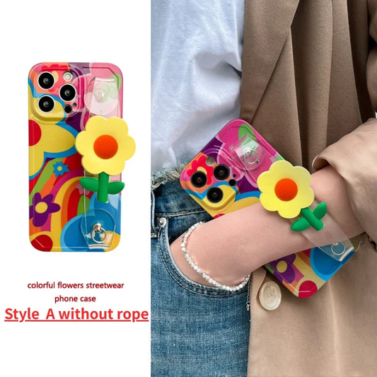 Flower With Lanyard Strap iPhone Case
