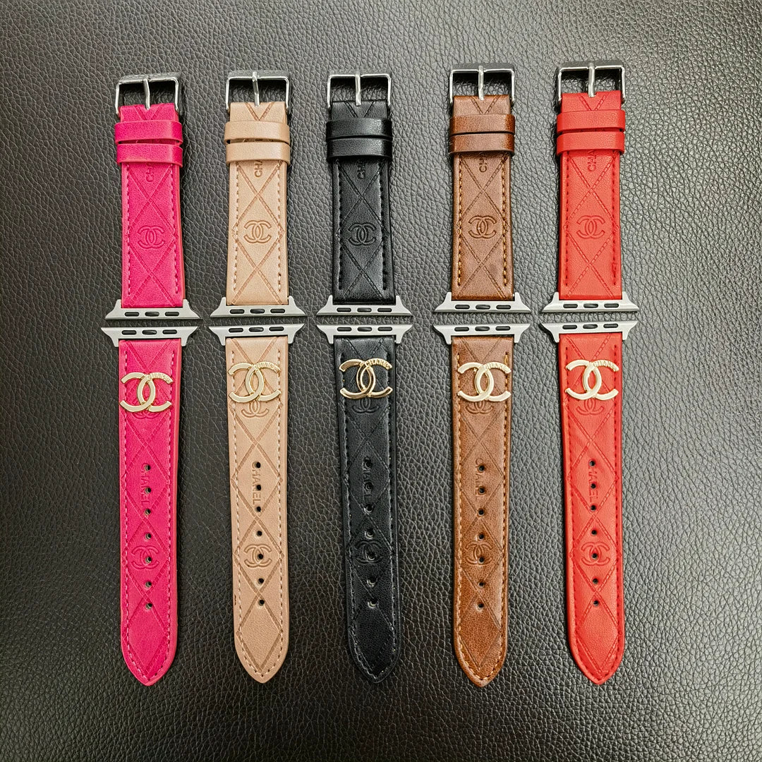 Monagram Óir Só 3D Leathar cabhraithe Apple Watch Strap