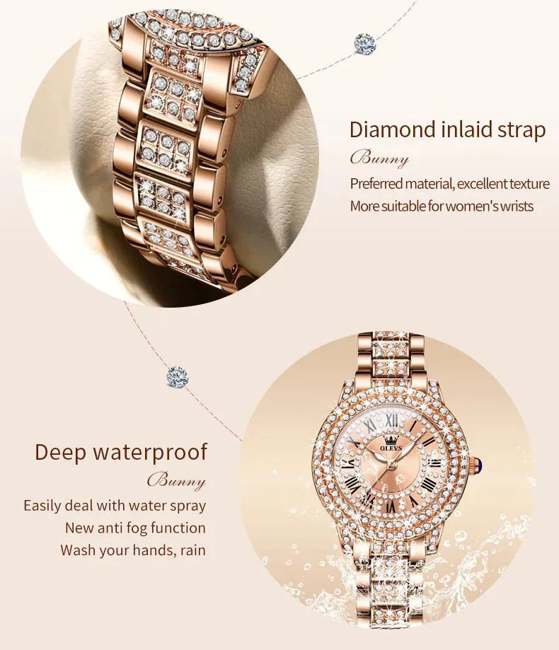Diamond Éclat - Luxe Roman Dial Quartz Watch