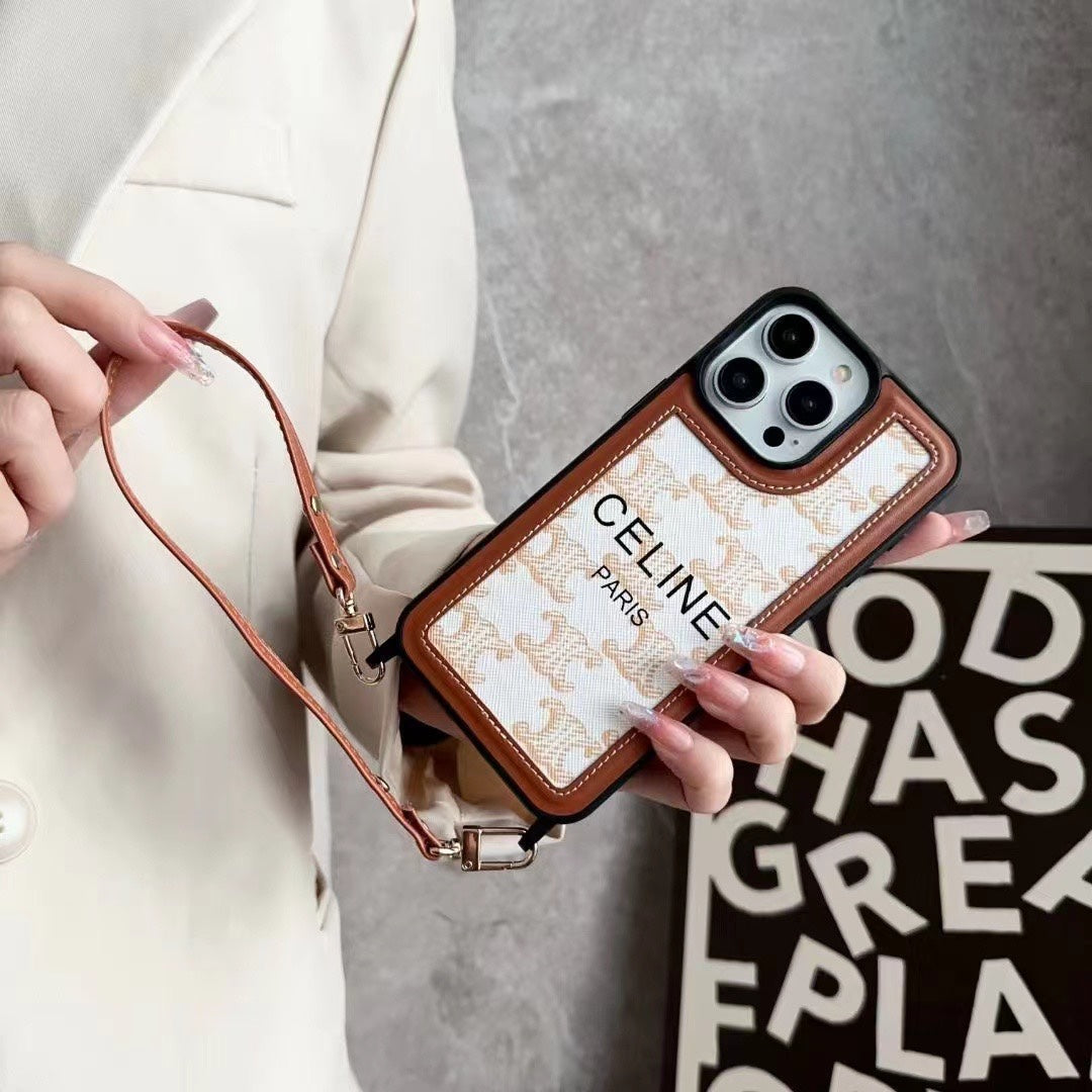 White Celine iPhone-kotelo hihnalla-SZ231124