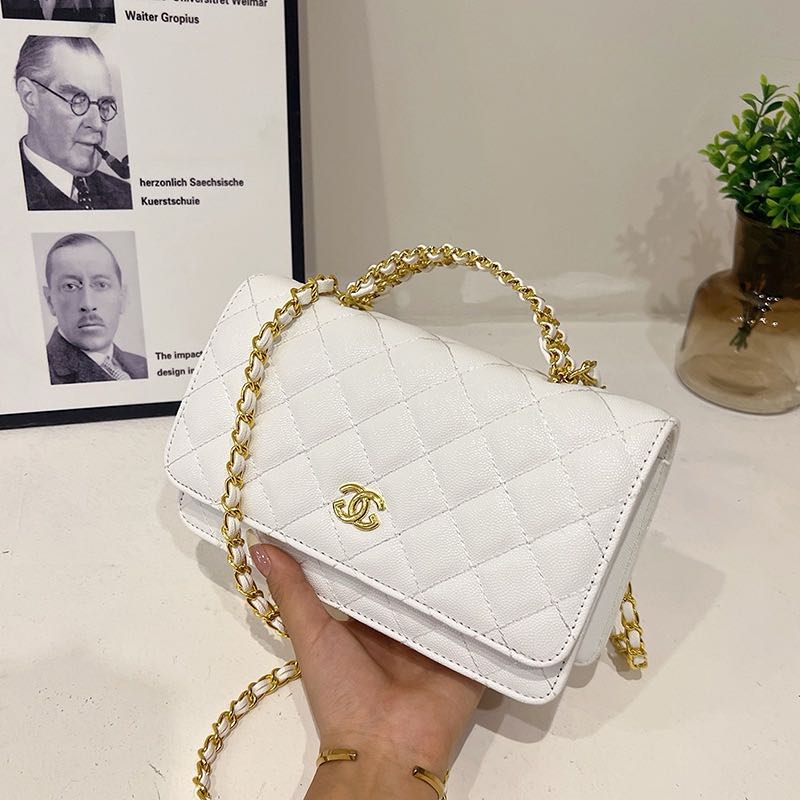 Portemonnee aan ketting Glanzend lamsleerparels goudkleurig metaal