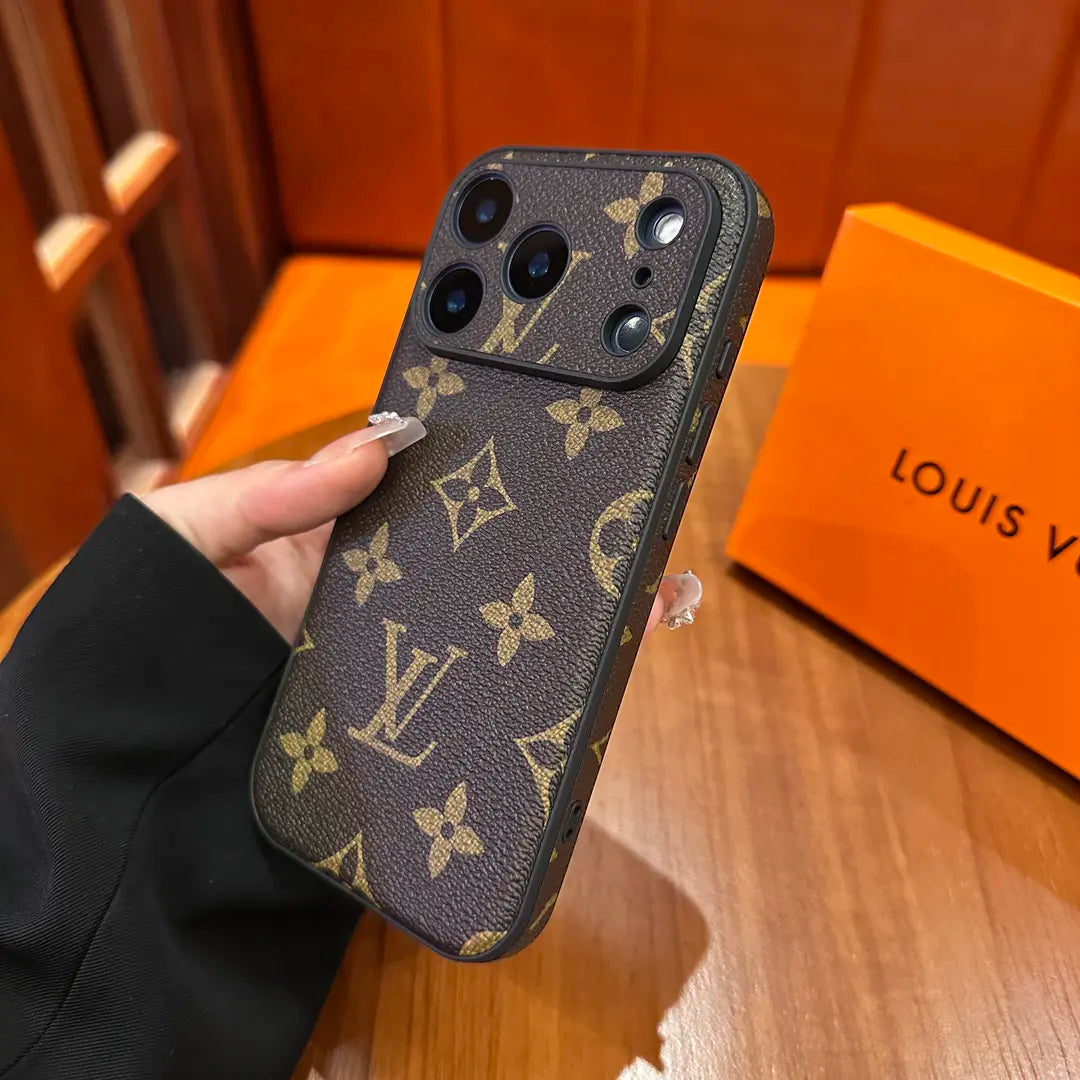 Prémiové vzorované kožené ochranné pouzdro pro iPhone – Slide Camera Cover Design