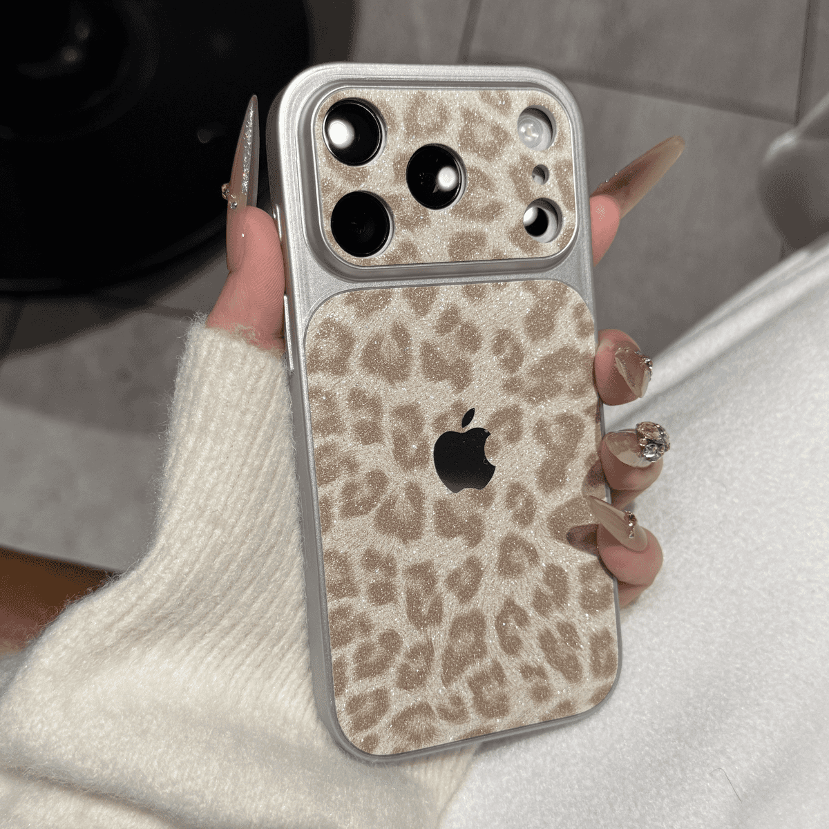 Leopard Print Glitter pouzdro na telefon — Jiskřivá ochrana s elegantním designem