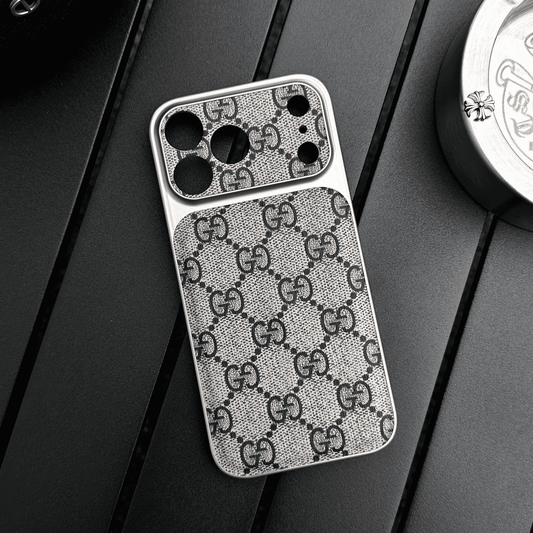 Funda de teléfono de cuero con patrón de lujo y bordes a prueba de golpes