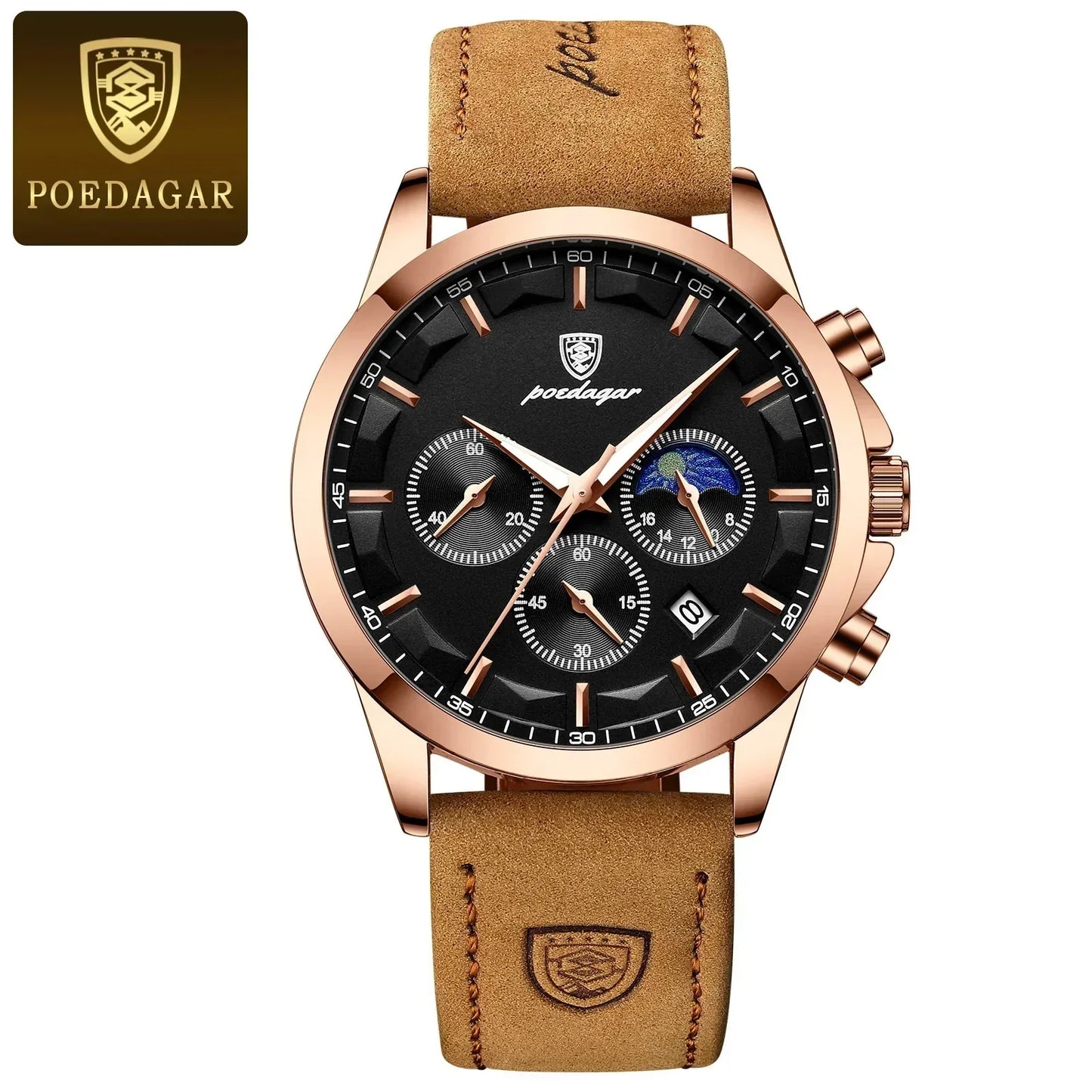 Poedagar ChronoLuxe Sport – Luxury Chronograph Quartz Watch