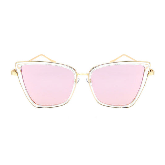 New Brand Designer Cateye Sunglasses Women Vintage Metal Glasses For Women Mirror Retro Lunette De Soleil Femme UV400